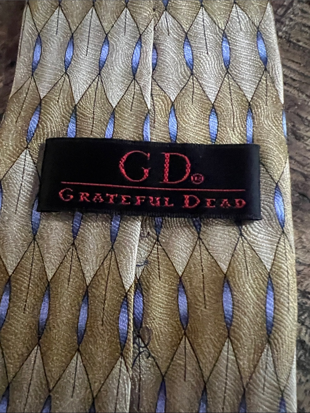 Grateful Dead Gold and Blue Geometric Men's Tie - Picture 4 of 4